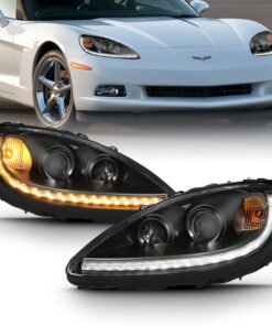 ANZO 2005-2013 Chevy Corvette Projector Plank Style Switchback H.L. Black Amber