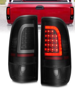 ANZO 1997-2003 Ford F-150 LED Tail Lights w/ Light Bar Black Housing Smoke Lens