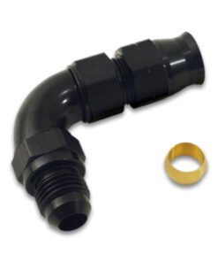 Vibrant 90 Degree 1/2in Tube to Male -8AN Flare Adapter w/ Olive Inserts