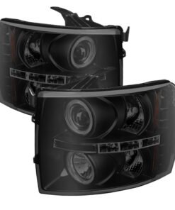 Spyder Chevy Silverado 1500/2500 07-13 Projector Headlights LED Halo LED Blk Smke PRO-YD-CS07-HL-BSM