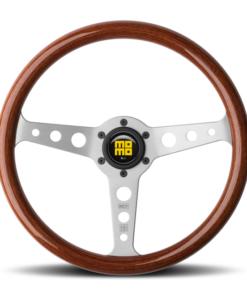 Momo Indy Steering Wheel 350 mm - Magoany Wood/Brshd Spokes