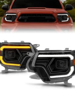 ANZO 12-15 Toyota Tacoma Projector Headlights - w/ Light Bar Switchback Black Housing