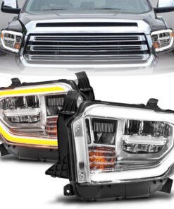 ANZO 2014-2017 Toyota Tundra LED Crystal Headlights w/ Switchback Chrome Housing w/ DRL