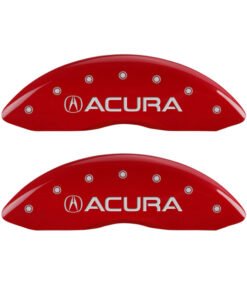 MGP 4 Caliper Covers Engraved Front Acura Engraved Rear MDX Red finish silver ch