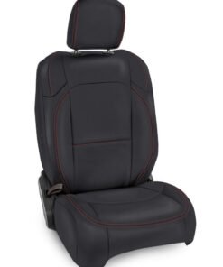 PRP 2018+ Jeep Wrangler JL/2 door/Rubicon  Front Seat Covers (Pair) - Black with Red Stitching