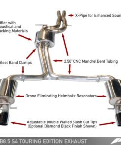 AWE Tuning Audi B8 / B8.5 S4 3.0T Touring Edition Exhaust - Chrome Silver Tips (90mm)