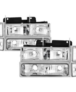 Xtune Chevy Suburban 94-98 Headlights w/ Corner & Parking Lights 8pcs Chrome HD-JH-CCK88-AM-C-SET