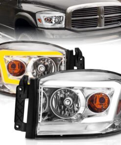 Anzo 06-09 Dodge RAM 1500/2500/3500 Headlights Chrome Housing/Clear Lens (w/Switchback Light Bars)