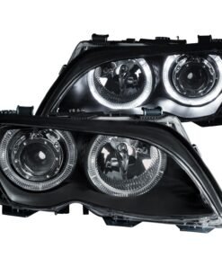 Anzo 121140 Black LED Halo Projector Headlights for 02-05 BMW 3-Series E46 4-DR