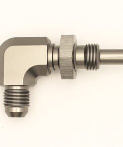 DeatschWerks 6AN Male Flare To 5/16in. Male Barb Bulkhead Adapter 90-Degree (Incl. Nut)