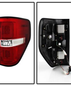 Spyder 09-14 Ford F150 V2 Light Bar LED Tail Lights - Red Clear (ALT-YD-FF15009V2-LBLED-RC)
