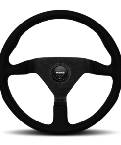 Momo Montecarlo Alcantara Steering Wheel 320 mm - Black/Black Stitch/Black Spokes