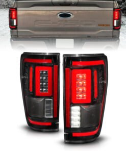 ANZO 21-23 Ford F-150 LED Taillights Seq. Signal w/BLIS Cover - Black Housing