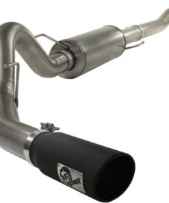 aFe MACHForce XP Exhaust Cat-Back SS-409 4in Black Tip 11-12 Ford F-150 EcoBoost V6-3.5L (tt)