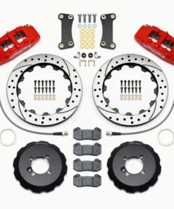 Wilwood Dynapro 6 Front Hat Kit 12.88in Drilled Red 2002-Up Mini Cooper w/ Lines