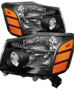 Xtune Nissan Titan 04-14 / Armada 04-07 OEM Amber Head Lights Set Black HD-JH-NTI04-AM-BK