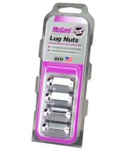 McGard Hex Lug Nut (Cone Seat) M12X1.25 / 13/16 Hex / 1.28in. Length (4-Pack) - Chrome