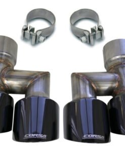 Corsa 18-19 Ford Mustang Eco 2.3L Twin 4in Black PVD Pro-Series Tip Kit (Clamps Included)