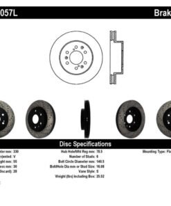 StopTech 05-10 GMC Sierra 1500 (w Rear Drum) / 07-09 GMC Yukon Front Left Slotted & Drilled Rotor