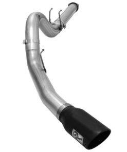 aFe MACHForce XP Exhaust 5in DPF-Back Stainless Steel Exht 2015 Ford Turbo Diesel V8 6.7L Black Tip