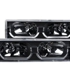 ANZO 1988-1998 Chevrolet C1500 Crystal Headlights Black w/ Low - Brow