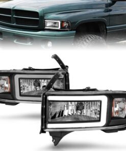 ANZO 94-02 Dodge RAM Crystal Headlight - w/ Light Bar Black Housing