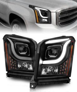 Anzo 15-17 GMC Yukon/Yukon XL Projector Headlights Black Housing/Clear Lens (w/ Light Bars)