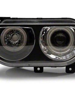 Raxiom 08-14 Dodge Challenger Dual LED Halo Projector Headlights- Black Housing (Clear Lens)