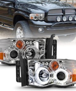 ANZO 2002-2005 Dodge Ram 1500 Projector Headlights w/ Halo Chrome Clear Amber