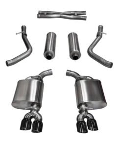 Corsa 15-17 Dodge Challenger Xtreme Cat-Back Dual Rear Exit with Twin 3.5in Black Pro-Series Tips