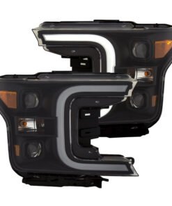 ANZO 18-19 Ford F-150 LED Projector Headlights w/ Plank Style Switchback Black w/ Amber