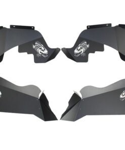 Fishbone Offroad 07-18 Jeep Wrangler JK Logo Aluminum Inner Fenders - Black Powdercoat