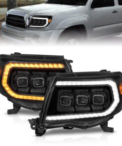 ANZO 05-11 Toyota Tacoma Full Proj Headlights w/Lght Bar Swchbk Seq. Blk. Housing w/Initiation Light