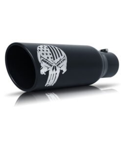 Gibson Patriot Skull Rolled Edge Angle-Cut Tip- 5in OD/2.25-2.5in Inlet/12in Length - Black Ceramic