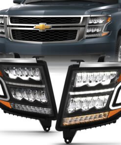 ANZO 15-20 Chevy Tahoe/Suburban LED Light Bar Style Headlights Black w/Sequential w/DRL w/Amber