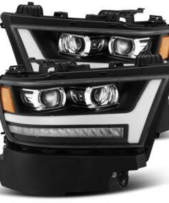 AlphaRex 19-20 Dodge Ram 1500 LUXX LED Proj Headlights Plnk Style Black w/Activ Light/Seq Signal/DRL