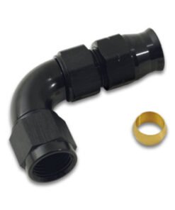 Vibrant 90 Deg 5/16in Tube to Female -6AN Adapter (w/ Olive Inserts)