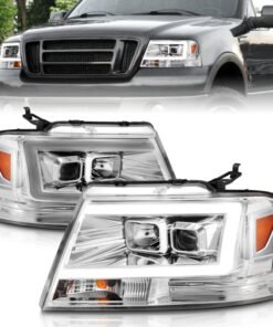 ANZO 2004-2008 Ford  F-150 Projector Headlights w/ Light Bar Chrome Housing
