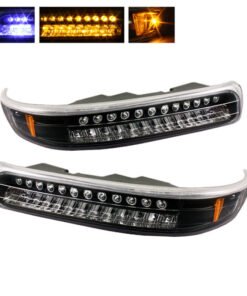 Xtune Chevy Silverado 99-02 LED Amber Bumper Lights Black CBL-CS99-LED-BK