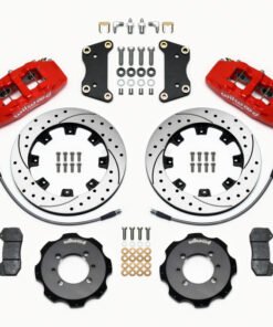 Wilwood Dynapro 6 Front Hat Kit 12.19in Drilled Red 2012 Fiat 500 w/ Lines