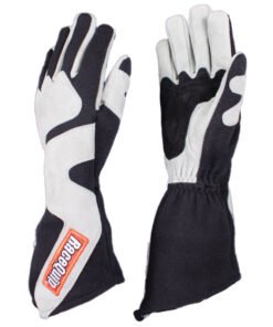 RaceQuip SFI-5 Gray/Black Medium Long Angle Cut Glove