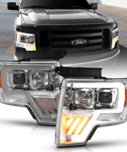 ANZO 2009-2014 Ford F-150 Projector Headlight Chrome Amber