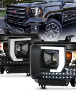 ANZO 2014-2015 Gmc Sierra 1500HD Projector Plank Style Headlight Black W/ Drl