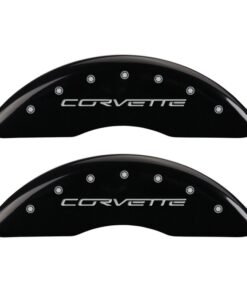 MGP 4 Caliper Covers Engraved Front & Rear C6/Corvette Black finish silver ch