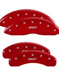 MGP 4 Caliper Covers Engraved Front & Rear MGP Red Power Coat Finish Silver Characters