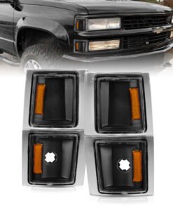 ANZO 1994-1998 Chevrolet Blazer Corner Lights Black Housing Clear Lens w/ Amber Reflector