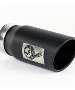 aFe Power Diesel Exhaust Tip Black- 4 in In x 5 out X 12 in Long Bolt On (Right)