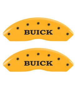 MGP 4 Caliper Covers Engraved Front Buick Rear Yellow Finish Black Char 2018 Buick Envision