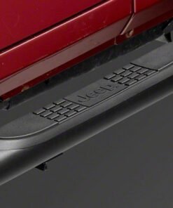 Officially Licensed Jeep 07-18 Jeep Wrangler JK 2Door 3Inch Round Curved Side Step Bars w/ Jeep Logo