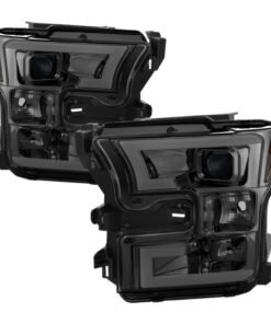 Spyder Ford F150 2015-2017 Projector Headlights - Light Bar DRL LED - Smoke PRO-YD-FF15015-LBDRL-SM